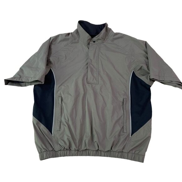 FootJoy DryJoys Windbreaker Men’s Size Large Brown Black Golf Jacket 1/2 Sleeve - Picture 1 of 5